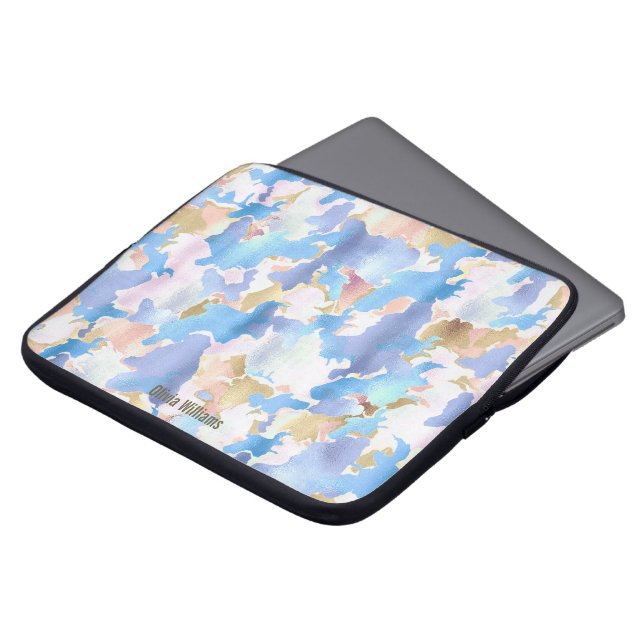 Funda Para Portátil Resumen de oro azul rosado metálico de camuflaje (Superior anverso)