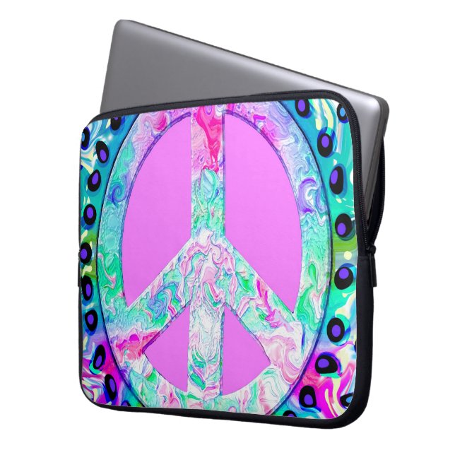 Funda Para Portátil Resumen de signo de paz psicodélica (Anverso izquierdo)