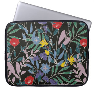 Funda Para Portátil Resumen del patrón de elegancia con fondo floral.