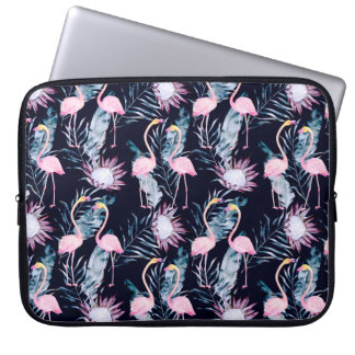 Funda Para Portátil Resumen del patrón tropical con flamingo, protea,