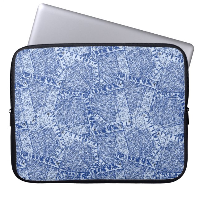 Funda Para Portátil Resumen Denim Pockets Parchwork Seamless Pattern (Frente)
