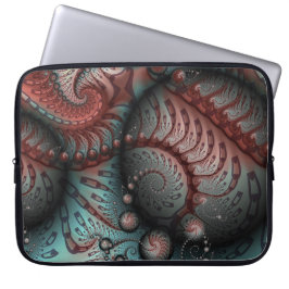 Funda Para Portátil Resumen Fantasía Arte Fractal Bolas Azul marrón