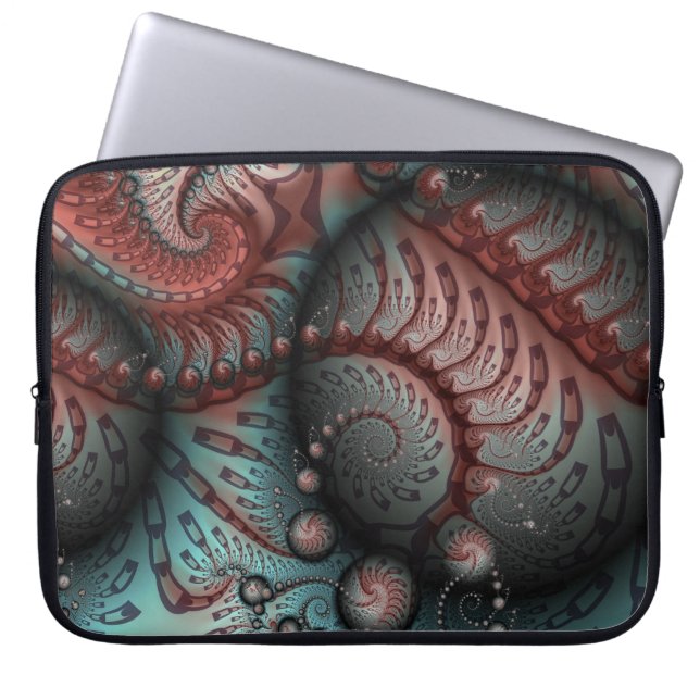 Funda Para Portátil Resumen Fantasía Arte Fractal Bolas Azul marrón (Frente)