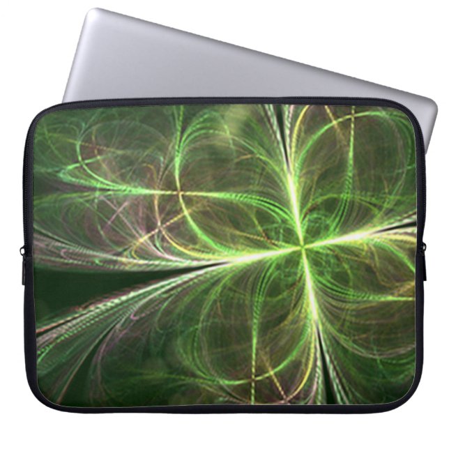 Funda Para Portátil Resumen Fantasía Cuatro hojas el trébol verde (Frente)