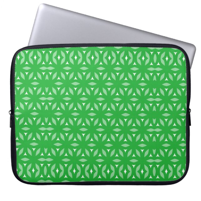 Funda Para Portátil Resumen floral geométrico verde (Frente)