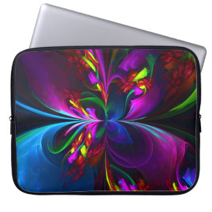 Funda Para Portátil Resumen floral moderno Patrón azul rojo del arte #