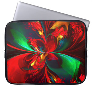 Funda Para Portátil Resumen floral moderno Patrón verde rojo del arte