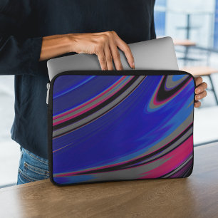 Funda Para Portátil Resumen Gris Azul Magenta Fractal Swirl