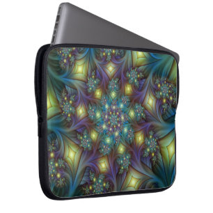 Funda Para Portátil Resumen ilustrado brillante arte fractal púrpura V