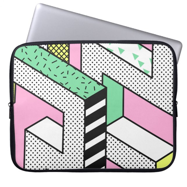 Funda Para Portátil Resumen Memphis: formas geométricas de los años 80 (Frente)