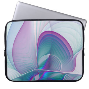 Funda Para Portátil Resumen moderno Arte fractal rosa azul turquesa ro
