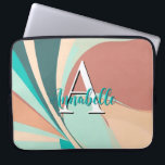 Funda Para Portátil Resumen Monograma Verde azulado de óxido de rosa m<br><div class="desc">Este moderno y abstracto manga de ordenador portátil es llamativo y ofrece un aspecto retro de melocotón,  verde azulado,  agua y rocas de arcilla. Añadir un nombre y un inicial para personalizarlo. Creado por Simply Farmhouse Press.</div>