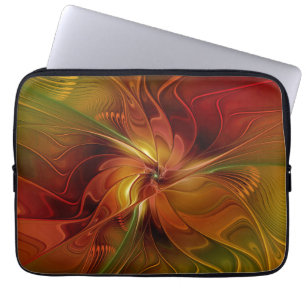 Funda Para Portátil Resumen Naranja rojo Brown Flor de arte fractal ve