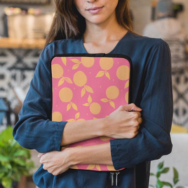 Funda Para Portátil Resumen patrón de mandarina rosa y amarillo (Subido por el creador)