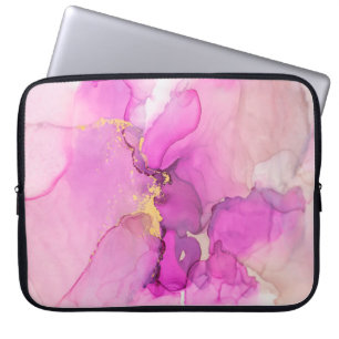 Funda Para Portátil Resumen púrpura, lílica, rosa, fondo dorado, wal