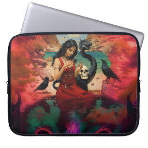 Funda Para Portátil Resumen Raven Skull Occult Dark Witchy AI Art