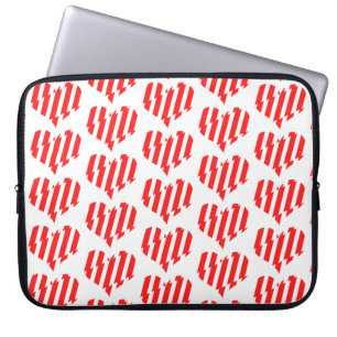 Funda Para Portátil Resumen rojo y franjas blancas Corazón de San Vale