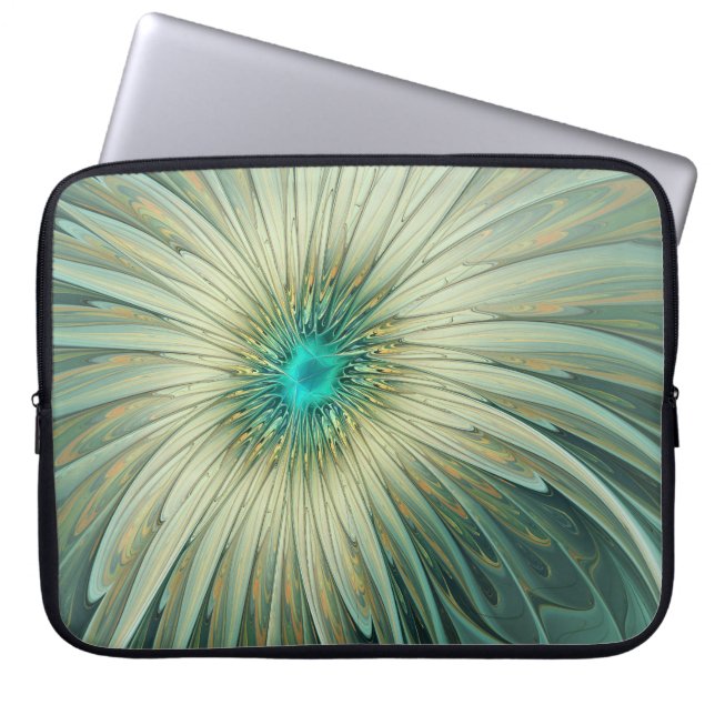 Funda Para Portátil Resumen Sage Green Fantasy Flower Fractal Art (Frente)