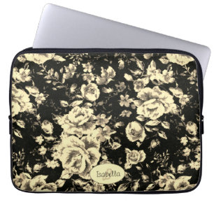 Funda Para Portátil Resumen Vintage vidrio espumoso floral Monograma