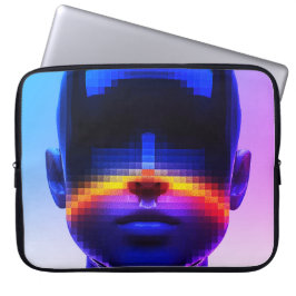 Funda Para Portátil Retrato de Arte Pixel Futurista – Abstracto Digita