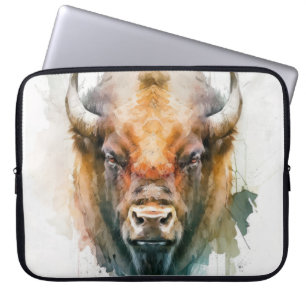 Funda Para Portátil Retrato de búfalo pintura animal fauna al aire lib