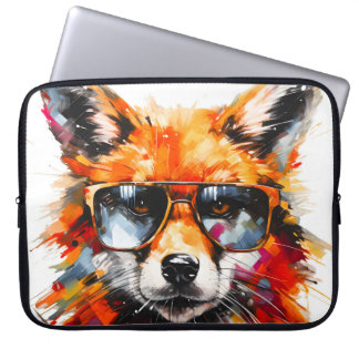 Funda Para Portátil Retrato de gafas de sol de zorro animal abstracto 