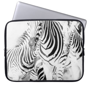 Funda Para Portátil retrato de grupo de cebra monocromo, Nat sudafrica