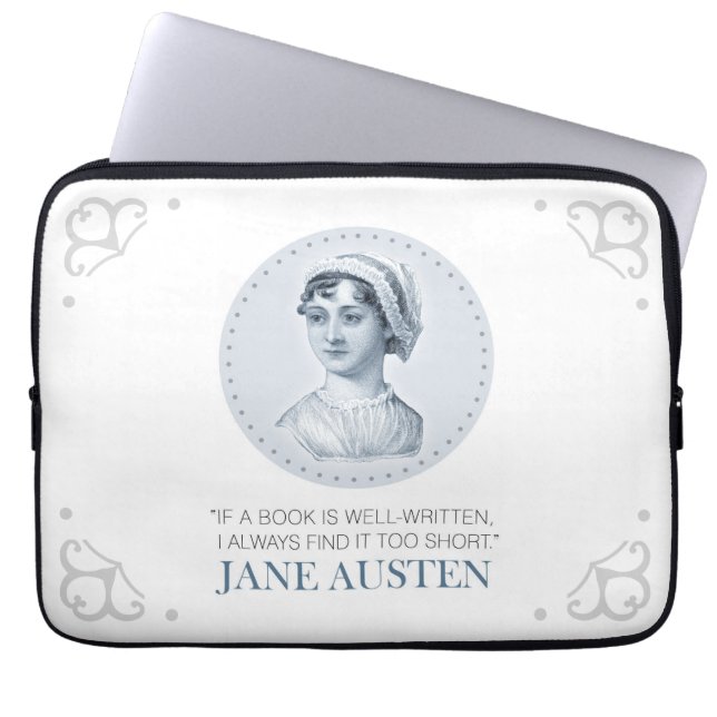 Funda Para Portátil Retrato de Jane Austen y cita para leer (Frente)