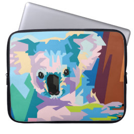 Funda Para Portátil Retrato de Koala, arte pop colorido
