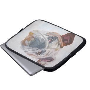 Funda Para Portátil Retrato de Mascota artístico de Bulldog estadounid