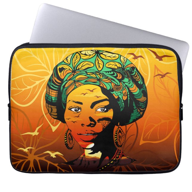 Funda Para Portátil Retrato de mujer africana con puesta de sol (Frente)
