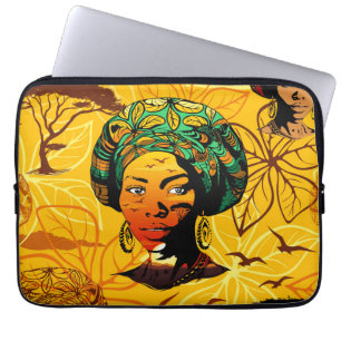 Funda Para Portátil Retrato de mujer africana con puesta de sol