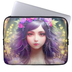Funda Para Portátil Retrato de mujer hermosa al estilo mucha vintage
