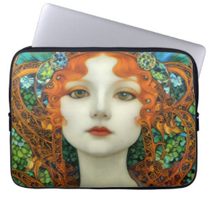 Funda Para Portátil Retrato de mujer hermosa con estilo de vidrio manc
