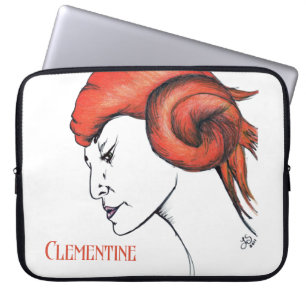 Funda Para Portátil Retrato de mujer pelirroja naranja mandarina Pop A