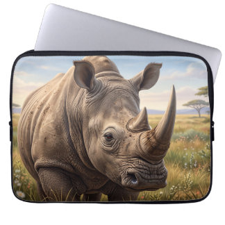 Funda Para Portátil Retrato de rinoceronte salvaje en primer plano en