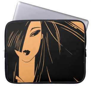 Funda Para Portátil Retrato del chica con pelo desechado