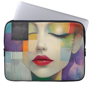 Funda Para Portátil Retrato en el surrealismo de bloques de color