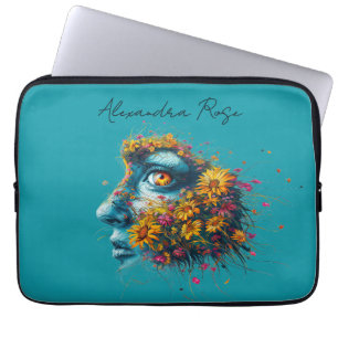 Funda Para Portátil Retrato floral azul de la diosa de la naturaleza N
