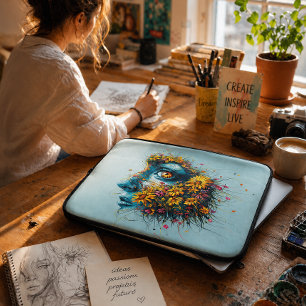 Funda Para Portátil Retrato floral de la diosa de la naturaleza