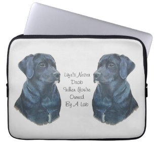 Funda Para Portátil Retrato mascota de perro labrador negro