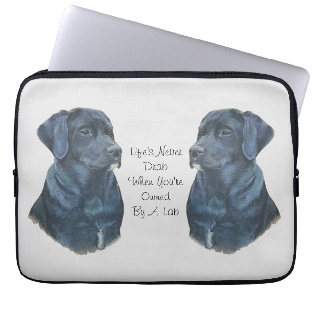 Funda Para Portátil Retrato mascota de perro labrador negro (Frente)