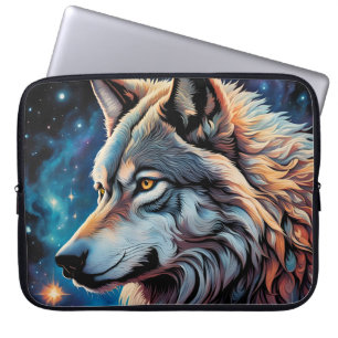 Funda Para Portátil Retrato Nocturno Gray Wolf Starry