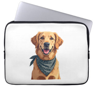 Funda Para Portátil Retrato vintage de Golden Retriever con banda colo