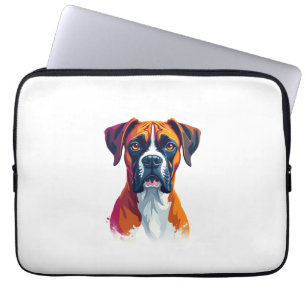 Funda Para Portátil Retrato vintage de perro boxer Splash de color art