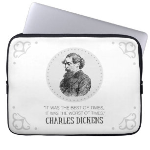 Funda Para Portátil Retrato y cita de Charles Dickens