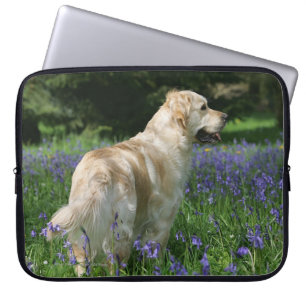Funda Para Portátil Retreiver de oro en flores