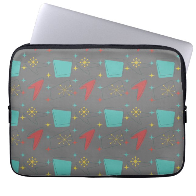 Funda Para Portátil Retro Atomic Pattern on gray (Frente)