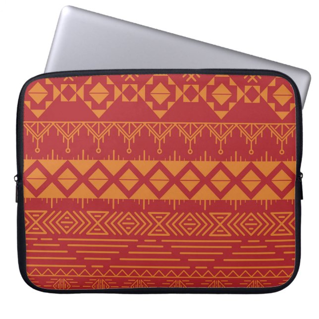 Funda Para Portátil Retro Azteca: Diseño de patrones de época. (Frente)
