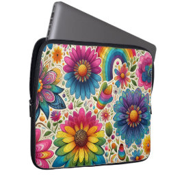 Funda Para Portátil Retro Floral Hippie Arcoíris